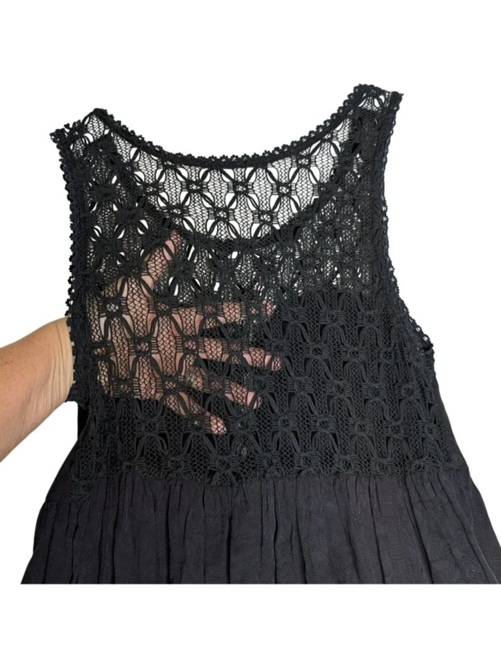 Free People Black Sleeveless Sweetheart Lace Neckline Mini Dress LBD Sz M